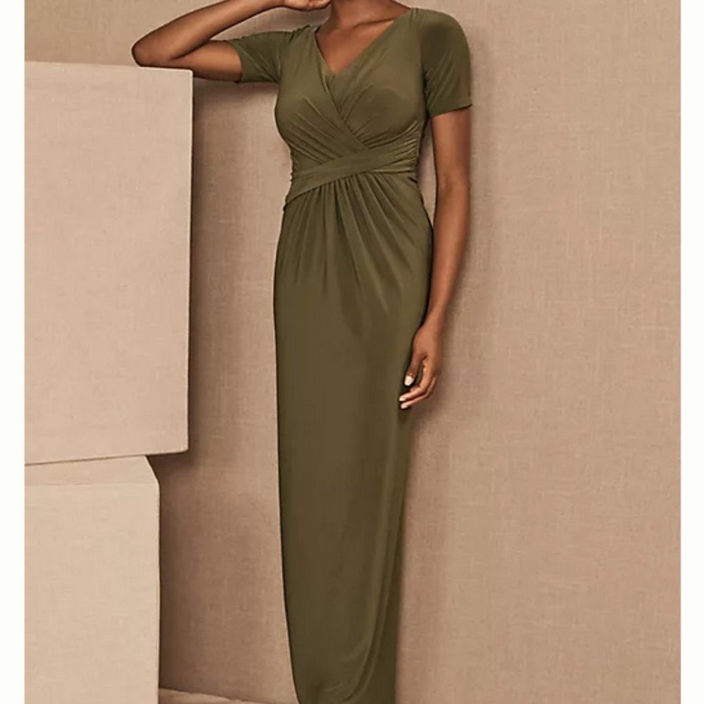 BHLDN Anthropologie 4 NWT Olive Chelle Maxi Dress Green Cocktail Wedding Party